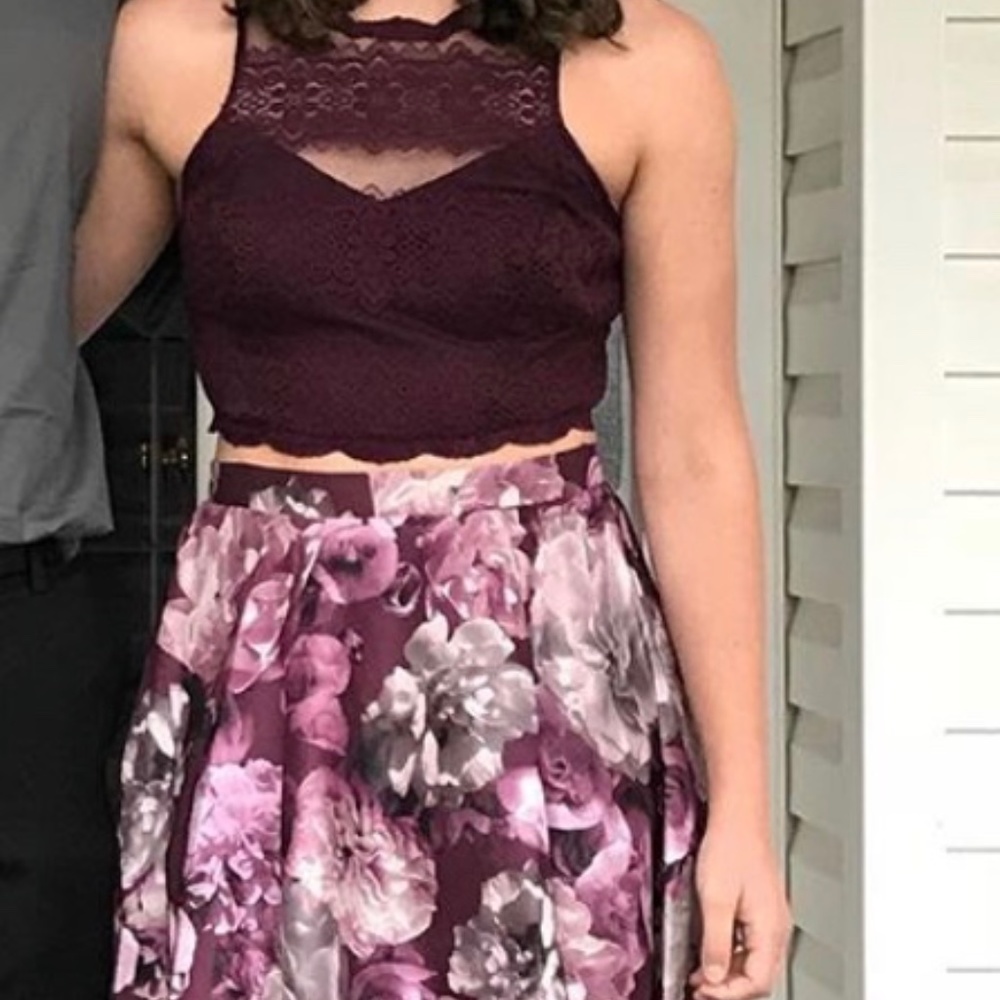 City Studios Juniors' Two-Piece Lace/Floral Dress